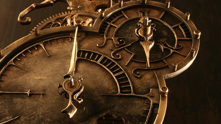 HD wallpaper: gold mechanical clock, clocks, time, metal, no people,  indoors | Wallpaper Flare