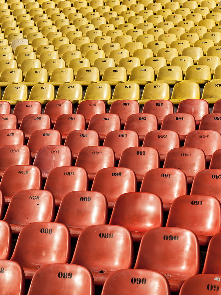 chair, numbers, bleachers, in a row, seat, large group of objects, HD wallpaper