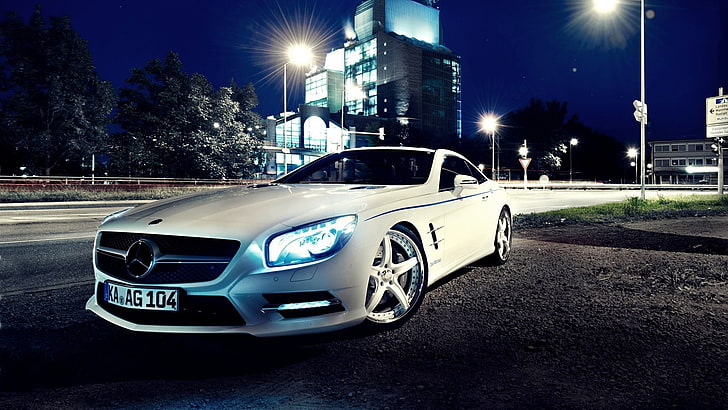 white Mercedes-Benz AMG, car, Mercedes AMG Petronas, vehicle, HD wallpaper