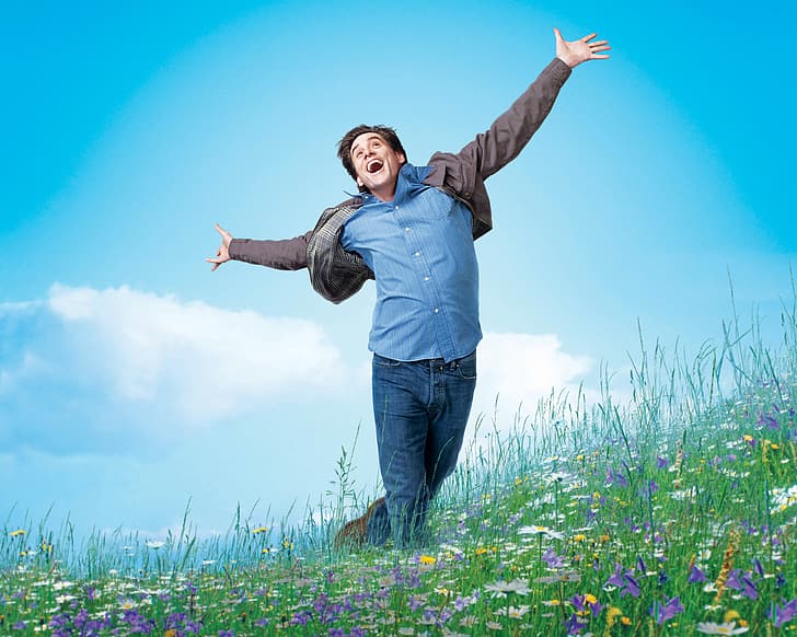 2008, Jim Carrey, Nature, Clouds, Sky, Grass, Blue, Flowers, HD wallpaper