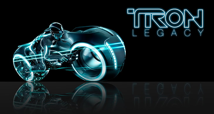Tron: Legacy, movies, technology, glowing, illuminated, black background, HD wallpaper