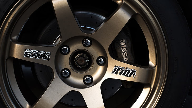 gray Rays 6-spoke wheel, Nissan, VOLK RACING, RAYS Engineering, HD wallpaper