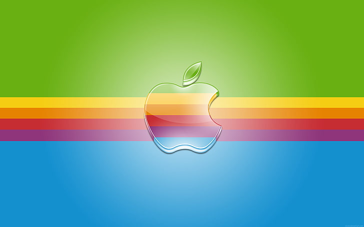 multicolored Apple logo, strip, rainbow