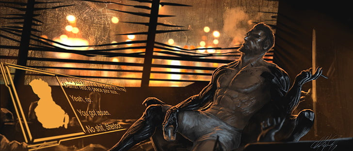 cyborg, art, deus ex, Adam Jensen, Deus Ex: Mankind Divided, HD wallpaper