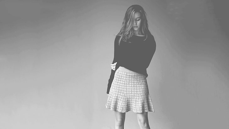 Alycia Debnam Carey, actress, monochrome, women, standing, one person, HD wallpaper