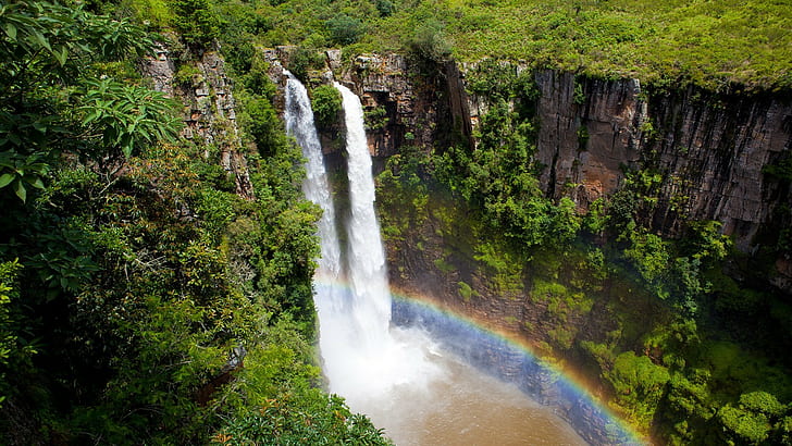 waterfall, nature, landscape, Mac-Mac Waterfall, South Africa, HD wallpaper