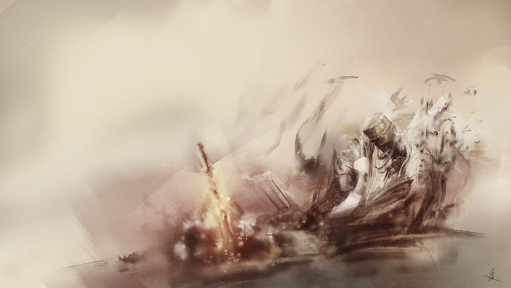 burning flagship illustration, Dark Souls, Dark Souls II, video games