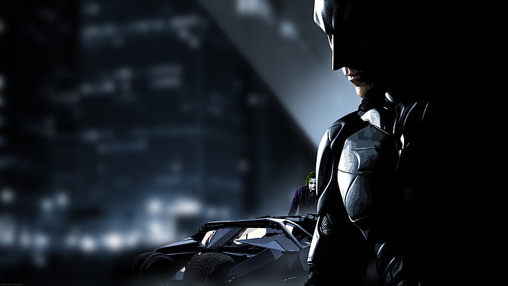 Batman, The Dark Knight, Batmobile, Joker, one person, men, HD wallpaper