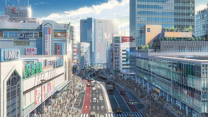 Makoto Shinkai, Kimi no Na Wa, cityscape, architecture, built structure, HD wallpaper