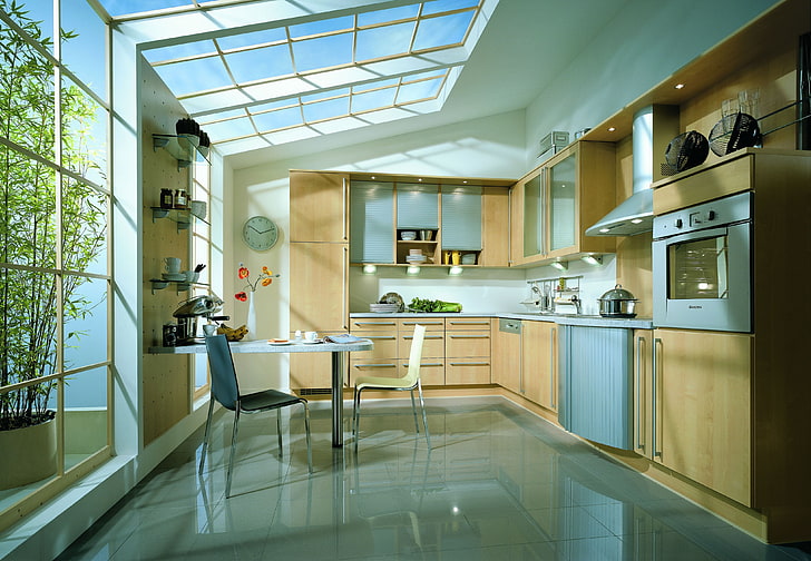 kitchen, interior, interior design, domestic room, indoors, HD wallpaper