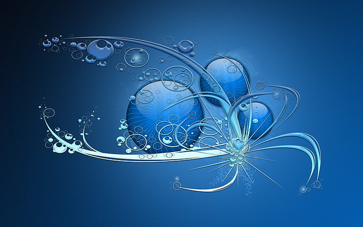 digital art, blue background, abstract, water, colored background