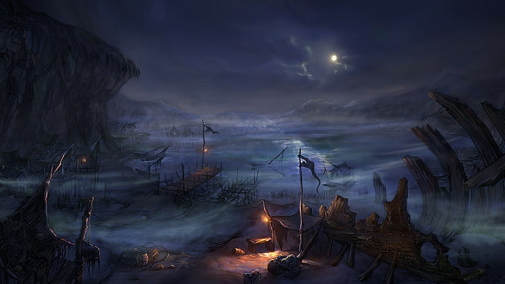 Illustration, Fantasy Art, Diablo III, Moon, Light
