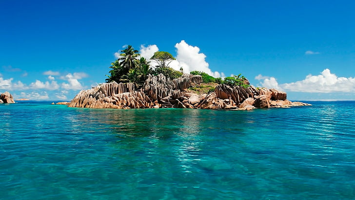 coast, blue ocean, summer, blue sky, exotic, tropical, tropical island, HD wallpaper