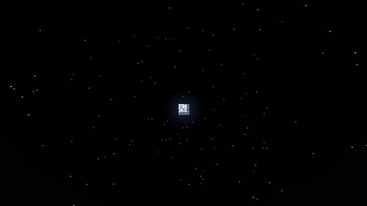 black and gray HP laptop, Minecraft, Moon, stars, night, building exterior, HD wallpaper