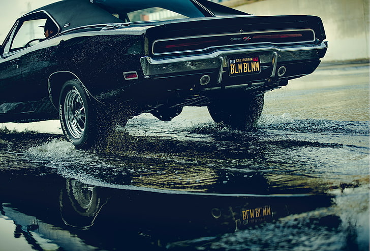 Hd Wallpaper Black Convertible Couope Dodge Charger Car Water Black Cars Wallpaper Flare