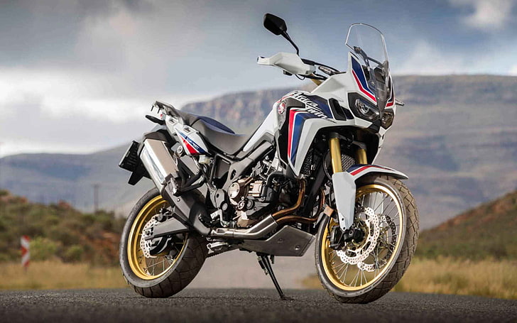 Honda Crf1000l Africa Twin 2016, black and red motorcycle, Motorcycles