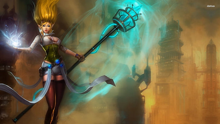women, PC gaming, Janna (League of Legends), one person, holding, HD wallpaper