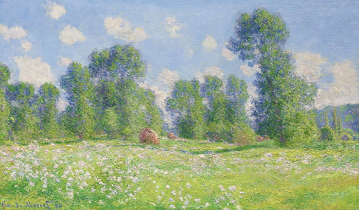 painting, classic art, nature, landscape, Claude Monet, plant
