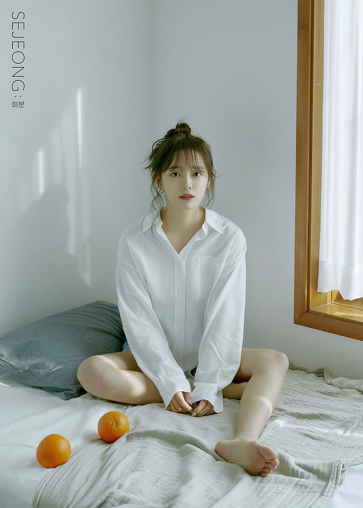 Korean women, Kim Sejeong, I.O.I, barefoot, K-pop, HD wallpaper