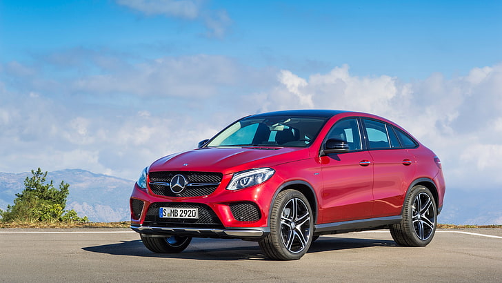 red Mercedes-Benz SUV, AMG, Coupe, 4MATIC, 2015, C292, GLE 450, HD wallpaper