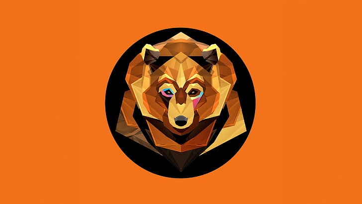 brown fox logo illustration, animals, bears, face, digital art