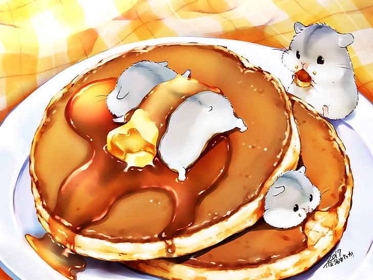 HD wallpaper: Anime, Original, Cake, Cute, Hamster, Plate | Wallpaper Flare