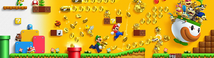 Super Mario Bros., multiple display, HD wallpaper