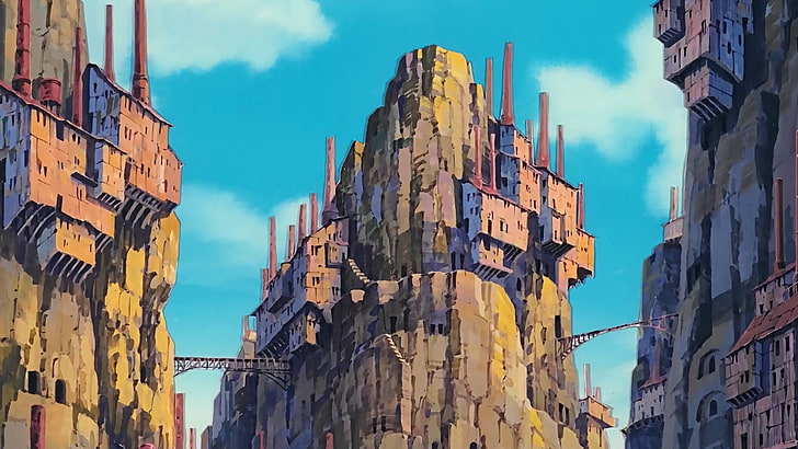 anime, Studio Ghibli, Laputa: Castle in the Sky, building exterior, HD wallpaper