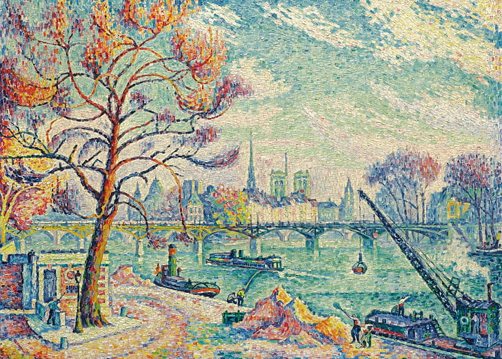 picture, the urban landscape, Paul Signac, pointillism, The Pont Des Arts. Paris