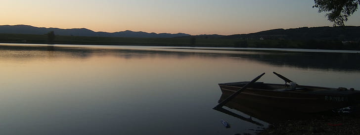 boat, water, sunrise, HD wallpaper