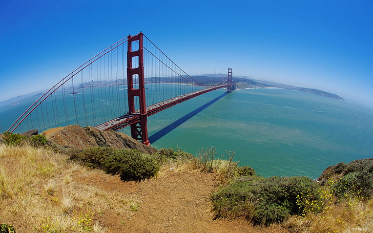 San Francisco, Golden Bridge, Golden Gate Bridge, sea, panorama, HD wallpaper