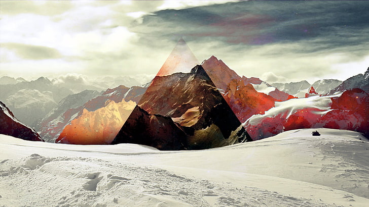 snowfield, 3D wallpaper of mountain, abstract, mountains, polyscape