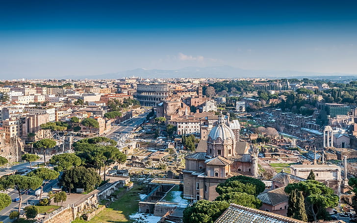 Rome, Italy, Colosseum, city, cityscape, cathedral