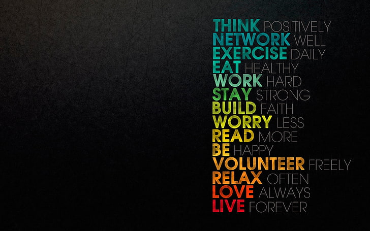 blue, yellow, orange, and red text, WALLPAPER, WORDS, STAY, NETWORK, HD wallpaper