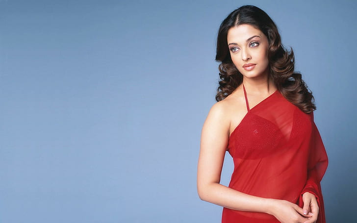 Aishwarya rai Transparent Red Saree, indian actress, HD wallpaper