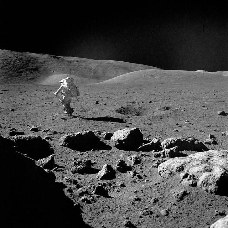 Moon, Apollo, astronaut, full length, one person, land, nature