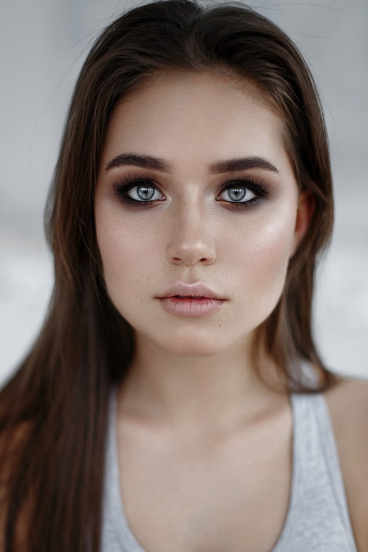 Anastasia Lis, portrait, model, women, face, makeup