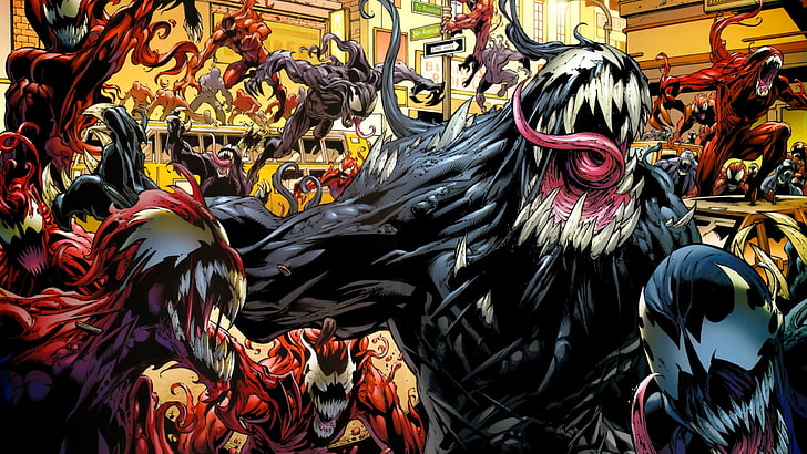 Marvel characters wallpaper, comics, Venom, Carnage, Spider-Man