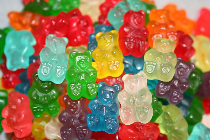 assorted-color gummy candy lot, colorful, sweets, gummy bears, HD wallpaper