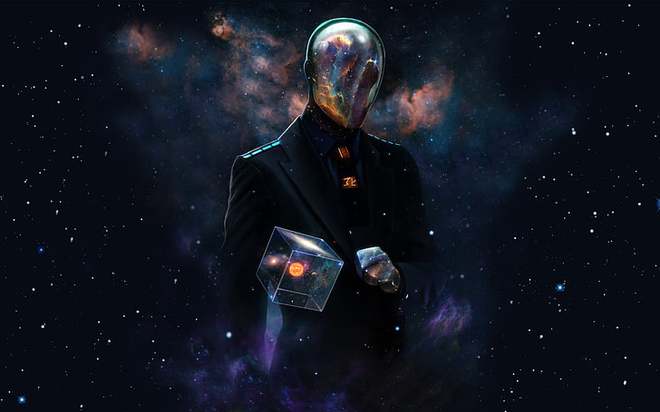 person wearing black blazer digital wallpaper, space, universe