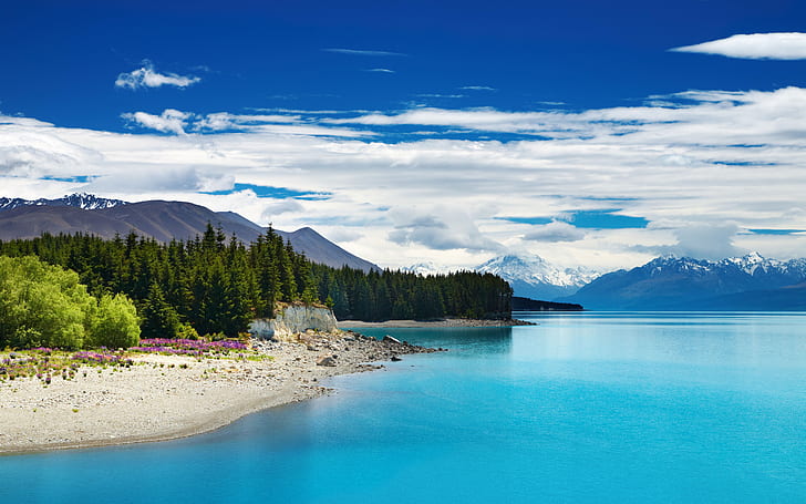 Mount Cook And Lake Pukaki, New Zealand Beautiful Hd Desktop Wallpaper