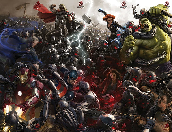 Iron Man, The Vision, Quicksilver, Elizabeth Olsen, Captain America, HD wallpaper