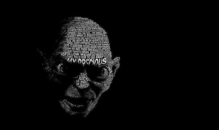 artwork, black background, Gollum, Simple Background, The Lord Of The Rings: The Return Of The King