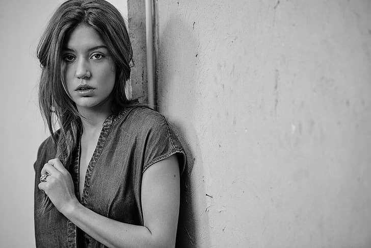 Download wallpapers Adele Exarchopoulos, portrait, french actress,  brunette, black dress for desktop with resolution 3840x2400. High Quality  HD pictures wallpapers