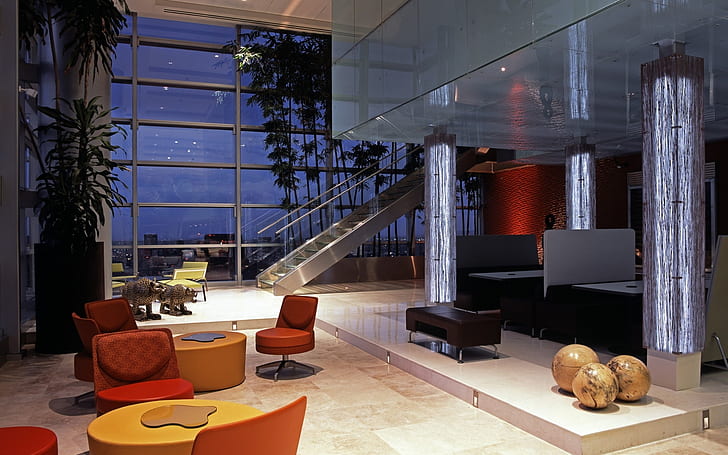 Modern Lounge Area, sofa, armchair, furniture, home design, HD wallpaper