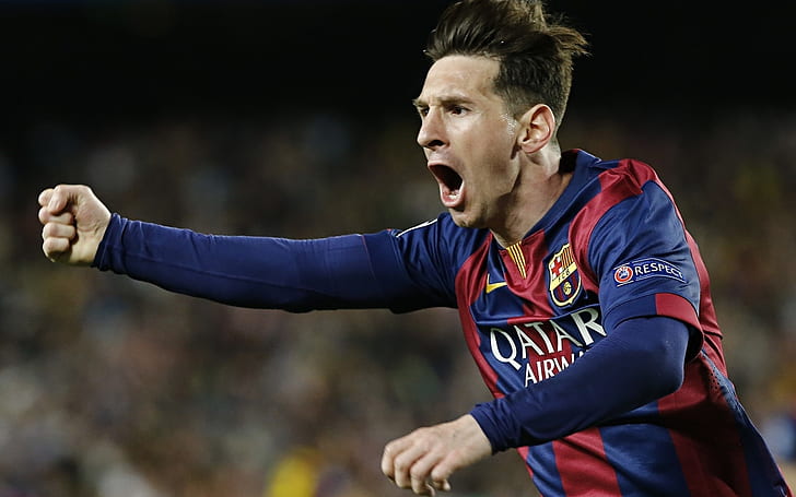 Lionel Messi Celebrating, leo messi, barcelona, performer, HD wallpaper