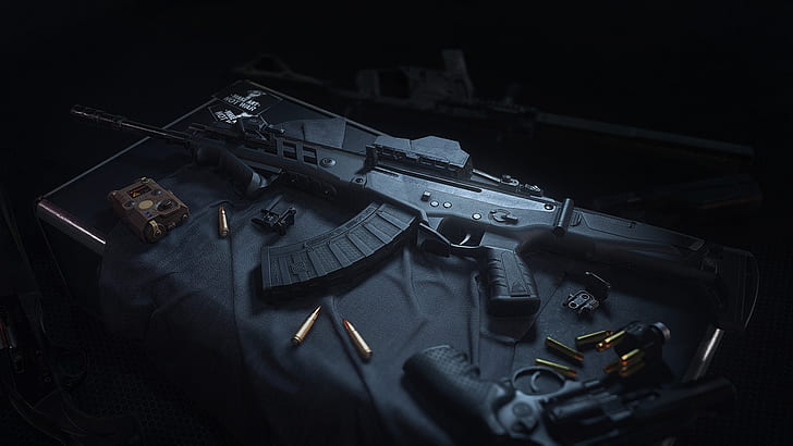 rendering, gun, weapons, pistol, muffler, Kalashnikov, assault Rifle, HD wallpaper