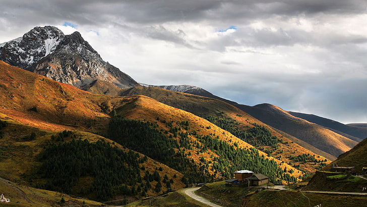 mountain pass, tibet, asia, china, sichuan, morning, mount scenery, HD wallpaper