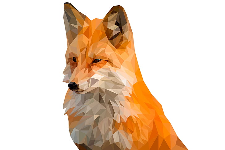 Abstract, Facets, Digital Art, Fox, Low Poly, Polygon, HD wallpaper