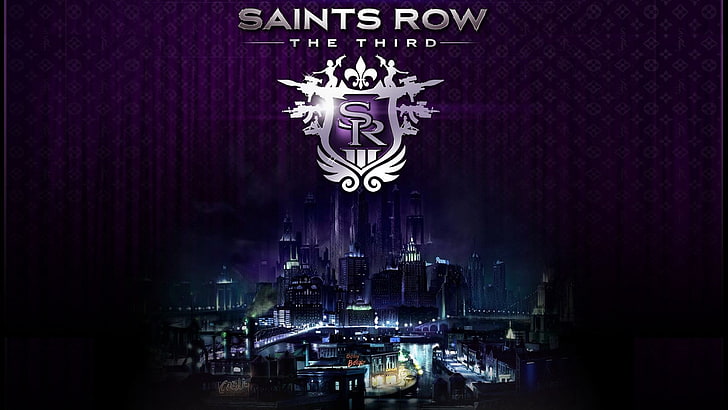 Saints Row The Third logo, city, background, light, emblem, night